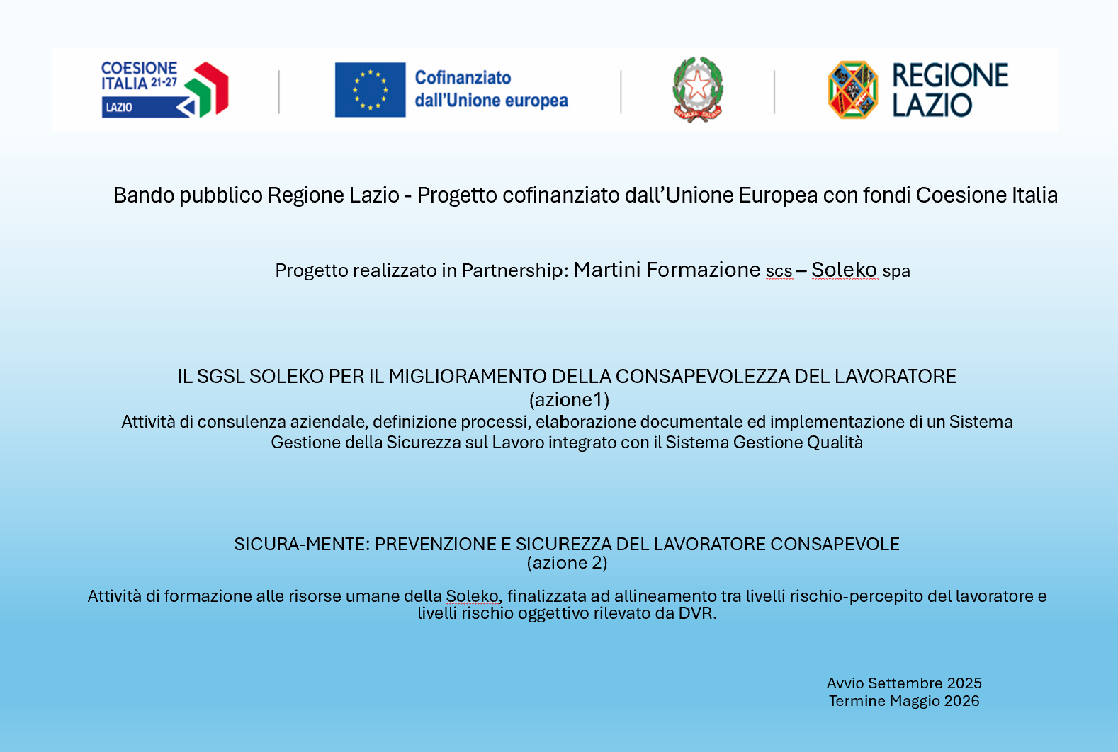 Menicon Soleko locandina progetto SICURA-MENTE